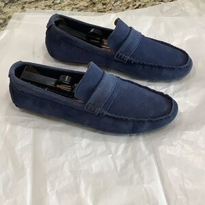 Cole Haan Men's Navy Suede Penny Loafers